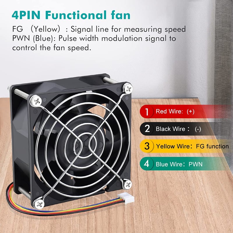 Wathai 80mm x 38mm High Static Pressure Fan 12V 4 Pin Dual Ball PWM 8038 High CFM for PC CPU Cooler GPU Server Computerc Case Cooling - Image 4